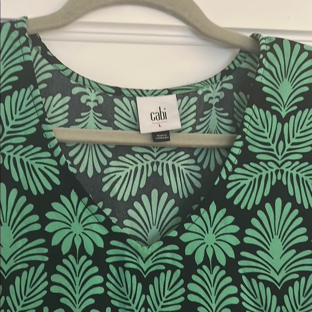 CAbi Green Sheath Dress with Flutter Sleeves